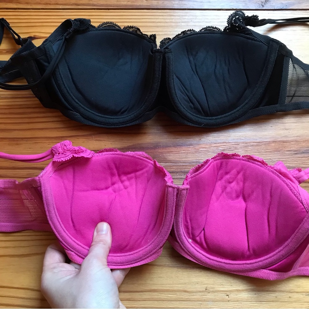 Victoria’s Secret Pink Black Lace Bra Bundle, EUC, 34B - Picture 5 of 7